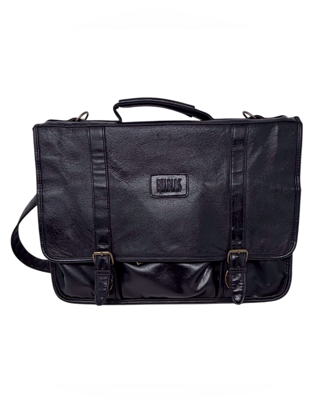 Vintage Bill Blass Black Leather Laptop/Briefcase/Messenger Bag adjustable strap
